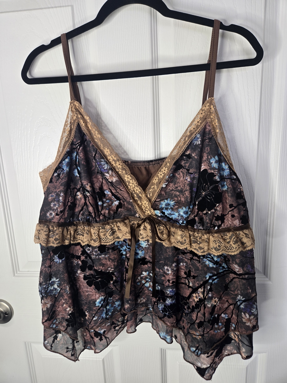 ROMWE Blue Gray Floral Layered 3XL Tank Top